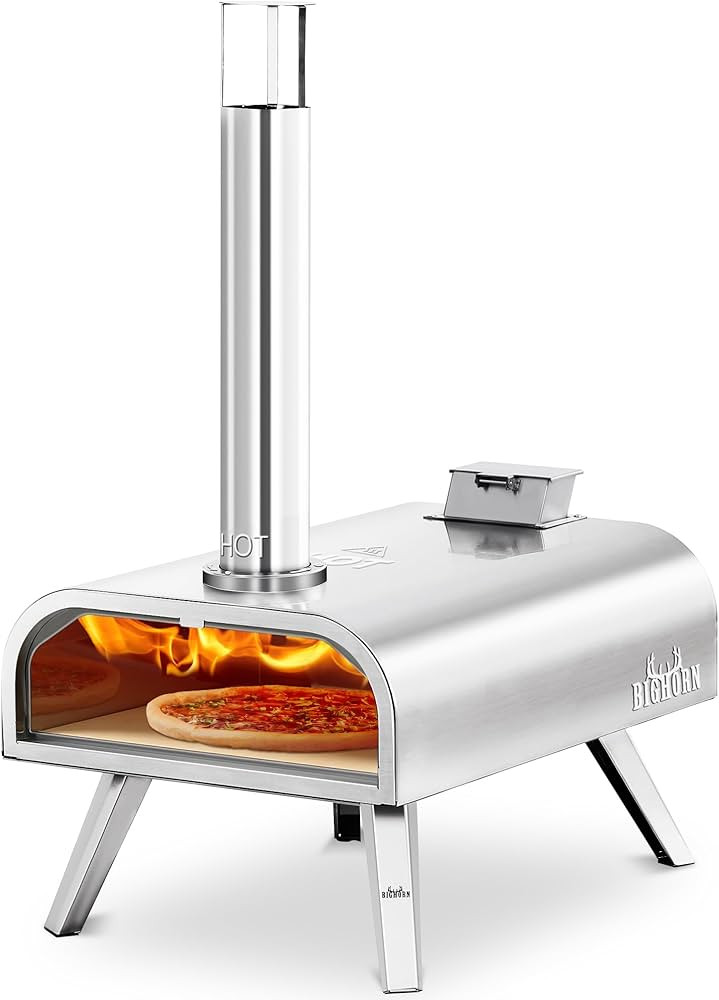 BIG HORN OUTDOORS 16 Inch Wood Pellet Burning Pizza Oven Pellet Pizza Stove, Portable Stainless S... | Amazon (US)