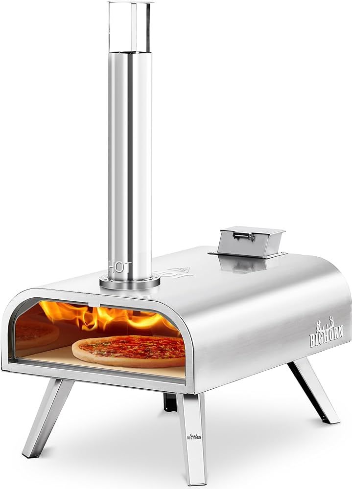 BIG HORN OUTDOORS 16 Inch Wood Pellet Burning Pizza Oven Pellet Pizza Stove, Portable Stainless S... | Amazon (US)
