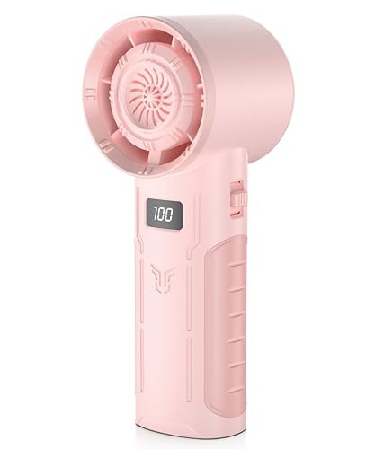 HonHey Portable Handheld Fan Mini Turbo Fan with Digital Display, 1-100 Speed Adjustable Turbo Cooling, 4000mAh Long-Lasting Battery for Travel Hiking Commute Office Wedding Indoor Outdoor (Pink) | Amazon (US)