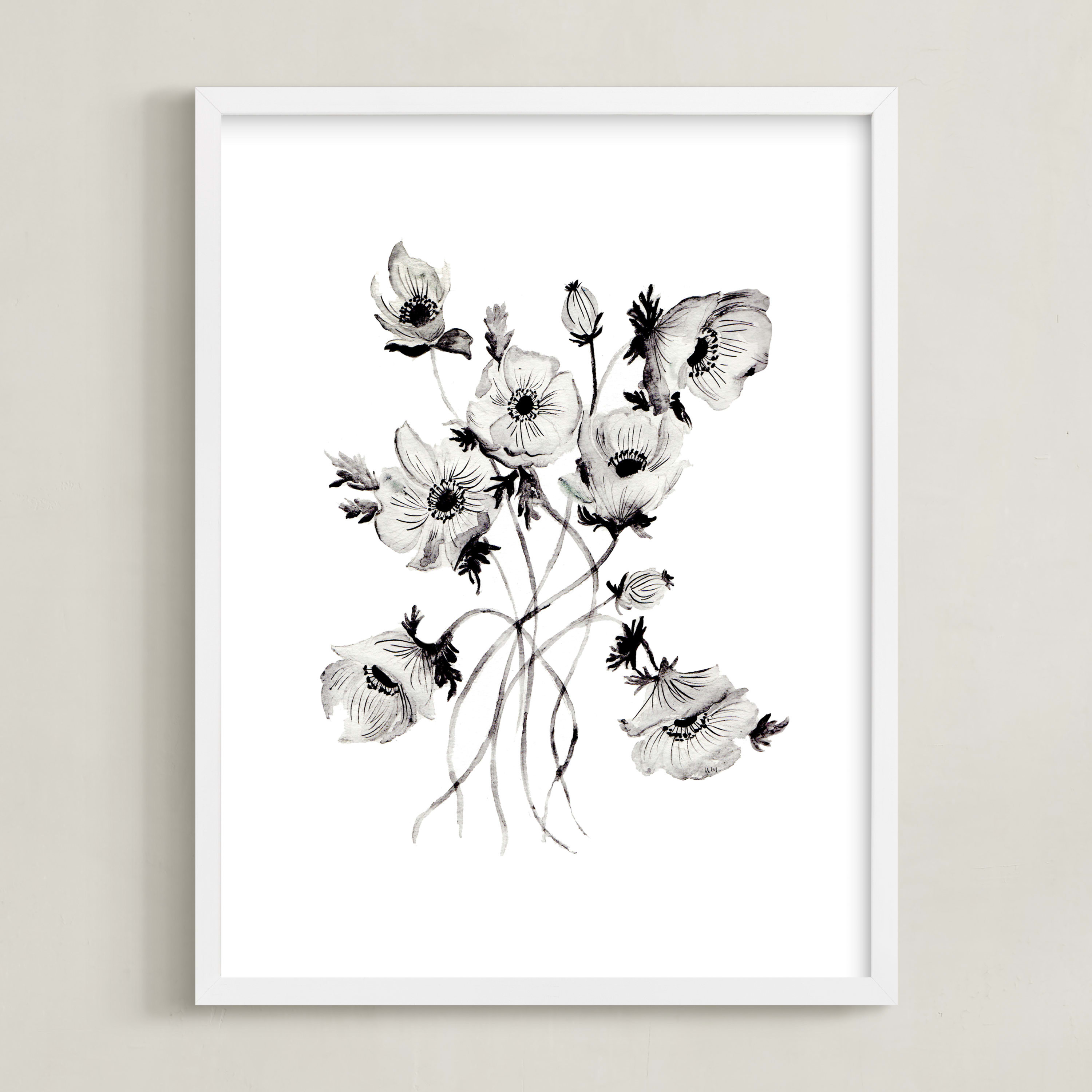 "Greyscale Poppies" - Painting Limited Edition Art Print by Shannon Kirsten. | Minted