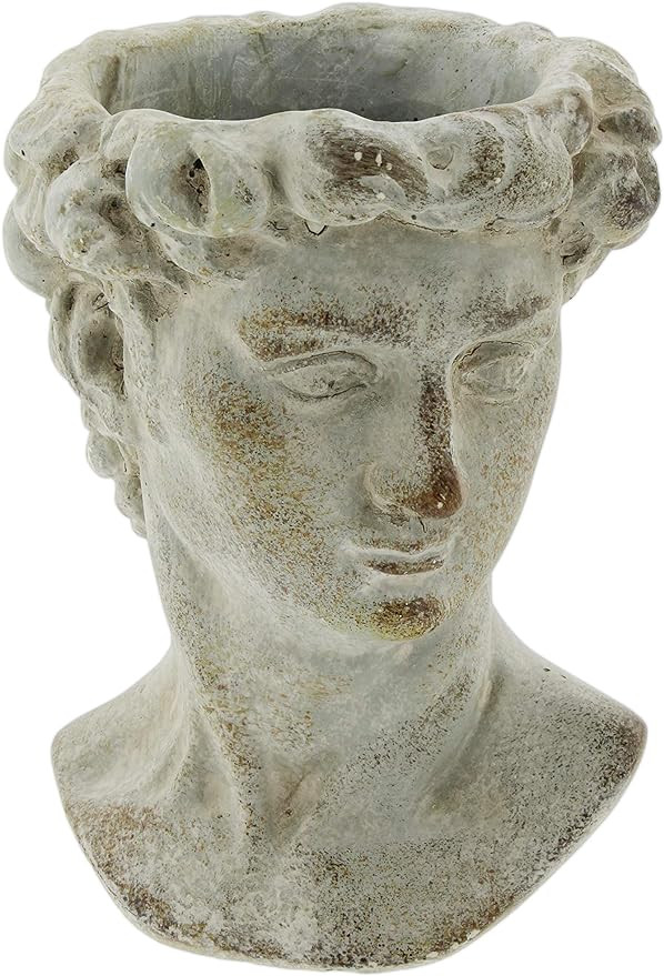 Amazon.com : The Bridge Collection Antique Style Old World Greek Statue Head Cement Face Planter ... | Amazon (US)