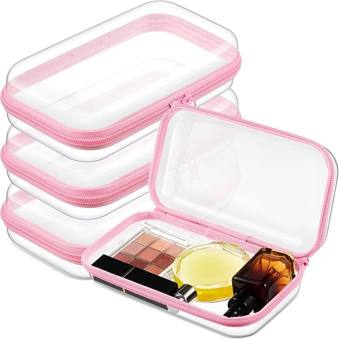 3 Pcs Clear Hard Zipper Case Hard Plastic Zipper Pouch Makeup Bag Portable Travel Organizer for C... | Amazon (US)