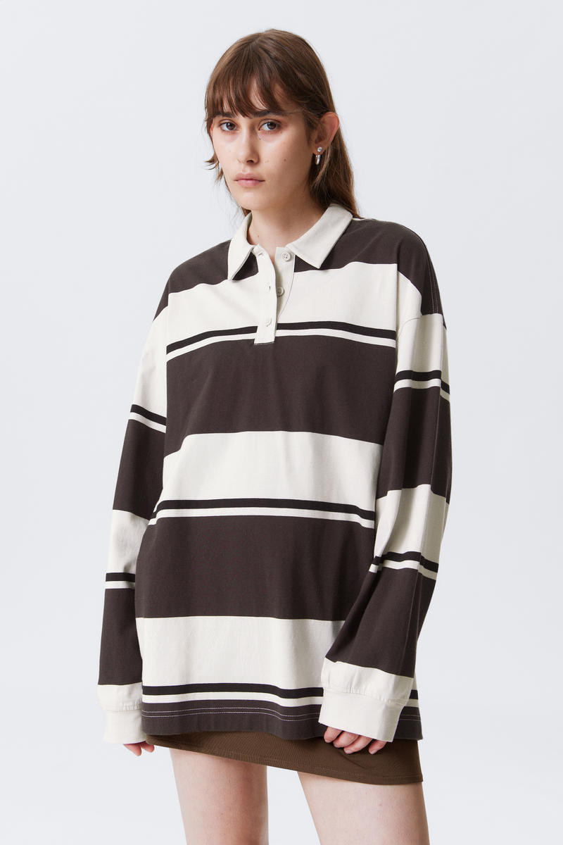 Striped Oversized Polo Shirt | Weekday