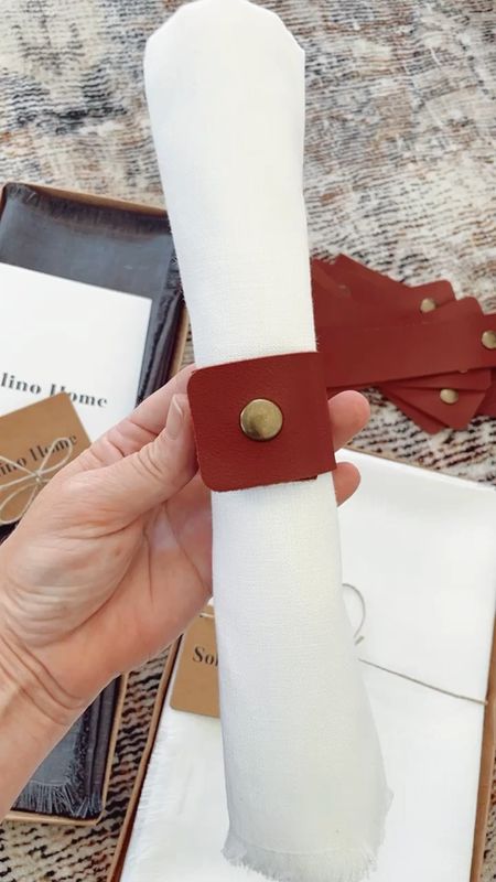 Love these fake leather napkin rings! Perfect for fall but good all year round. 

#tablesetting #tabledecor #amazonfinds #quickship #thanksgiving 

#LTKVideo #LTKhome #LTKSeasonal