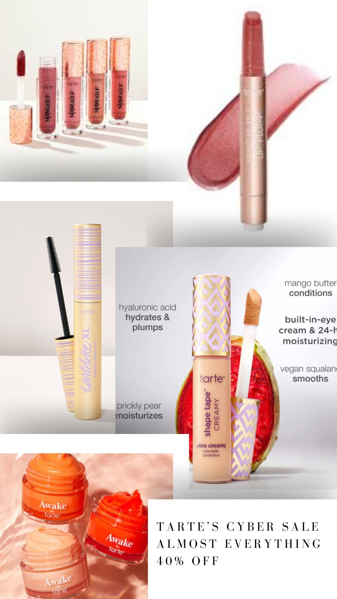 You guys!!! Tarte's Cyber Sale is soooo GOOD!My absolute favorite ride or die mascara now comes in brown. The Tartelette tubing mascara! The iconic shape tape in creamy is my #1 used concealer in my pro makeup kit and the Lip Mask is currently 50% off. I use this when my lips feel a little dry at night to keep them hydrated!

#LTKSaleAlert #LTKBeauty #LTKFindsUnder50