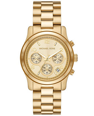 Michael Kors Women's Runway Chronograph Gold-Tone Stainless Steel Bracelet Watch, 38mm - Macy's | Macy's