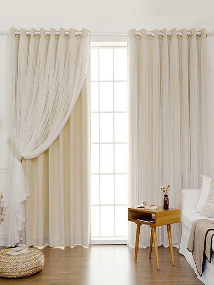 Solid Double Layer Single Panel Curtain | SHEIN