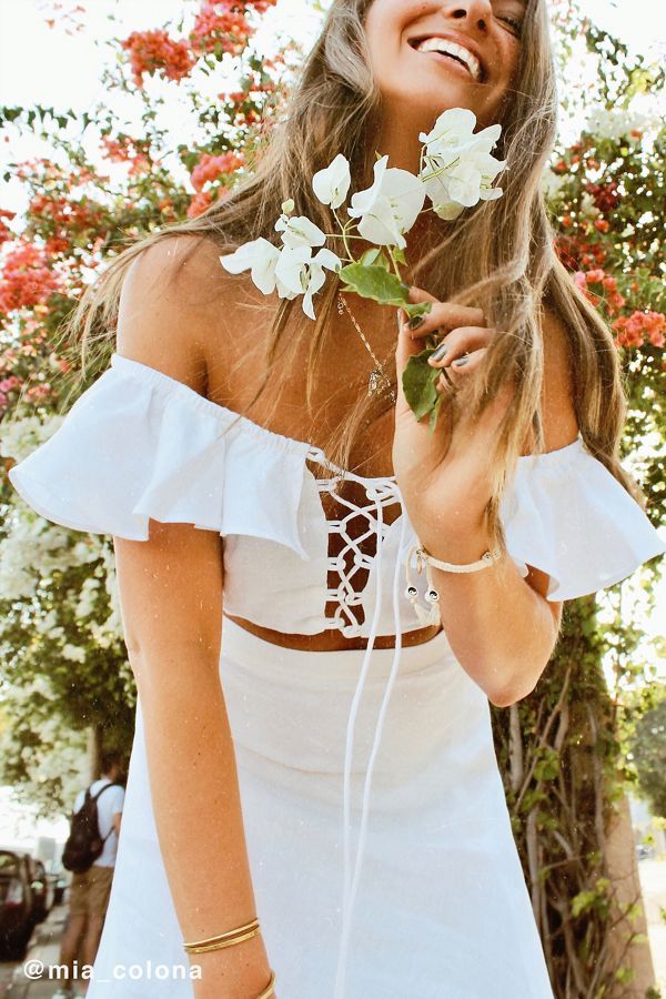 Backstage Pina Collada Off-The-Shoulder Lace-Up Top | Urban Outfitters (US and RoW)