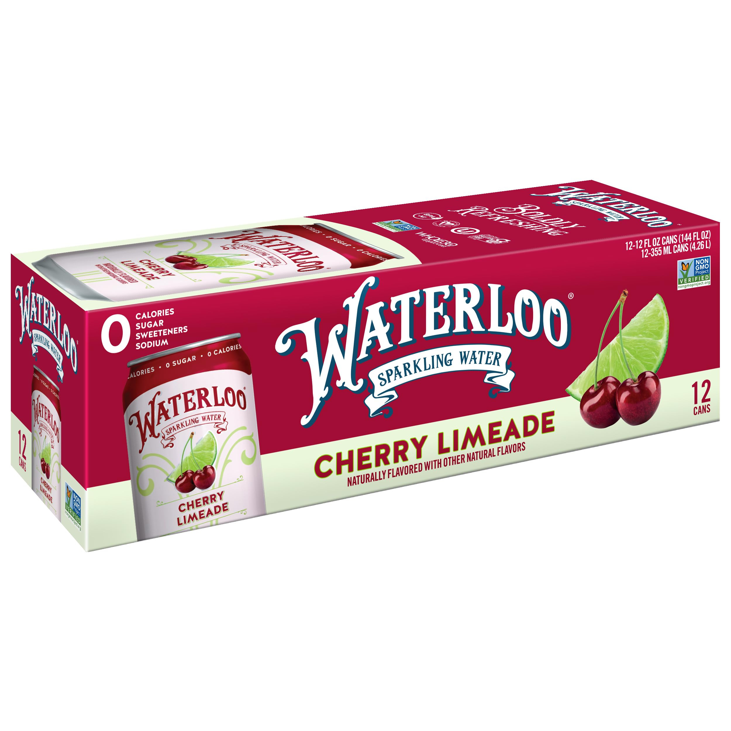 Waterloo Sparkling Water, Cherry Limeade Naturally Flavored, 12 Fl Oz Cans, Pack of 12 | Zero Cal... | Amazon (US)