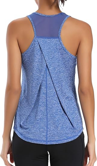 Aeuui Workout Tops for Women Mesh Racerback Tank Yoga Shirts Gym Clothes | Amazon (US)