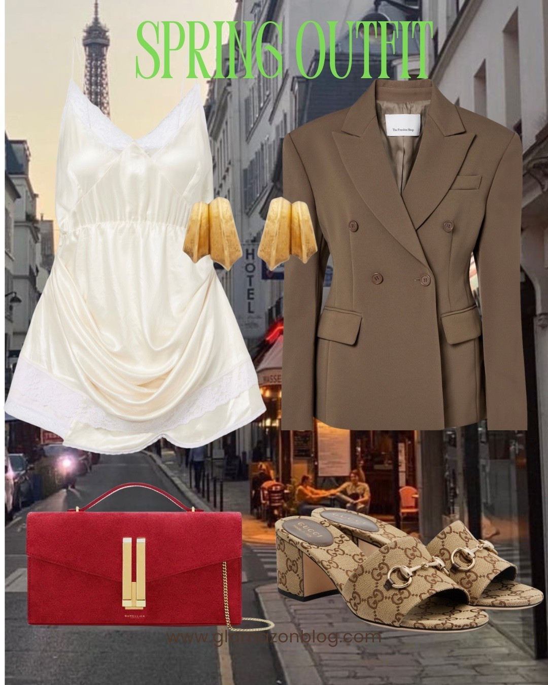 Mytheresa, demellier bag, red bag, white dress, slip dress, Gucci mules, Frankie shop blazer 

#LTKstyletip #LTKuk #LTKeurope