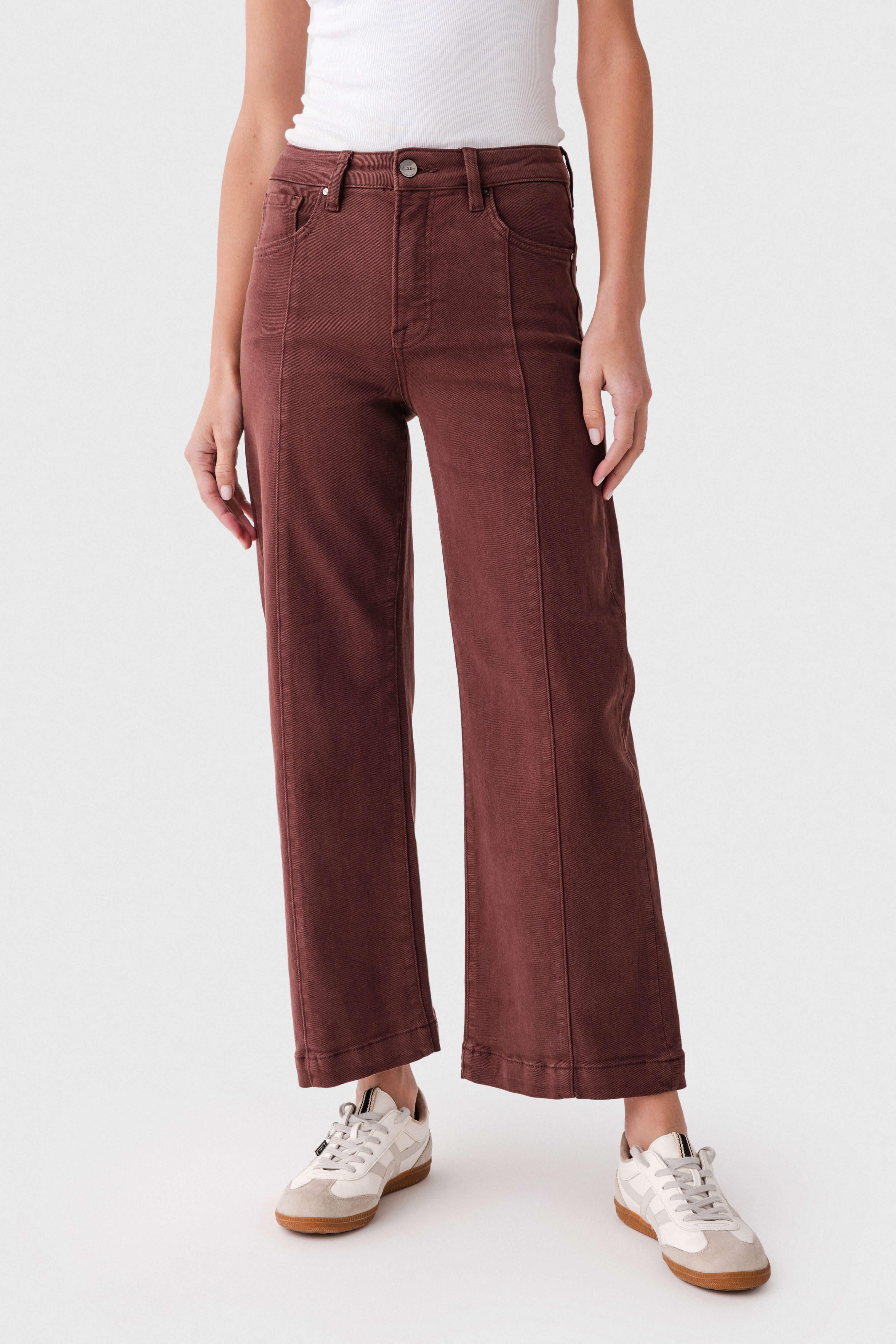 Risen Mia High Rise Front Seam Wideleg Ankle Jeans | Social Threads