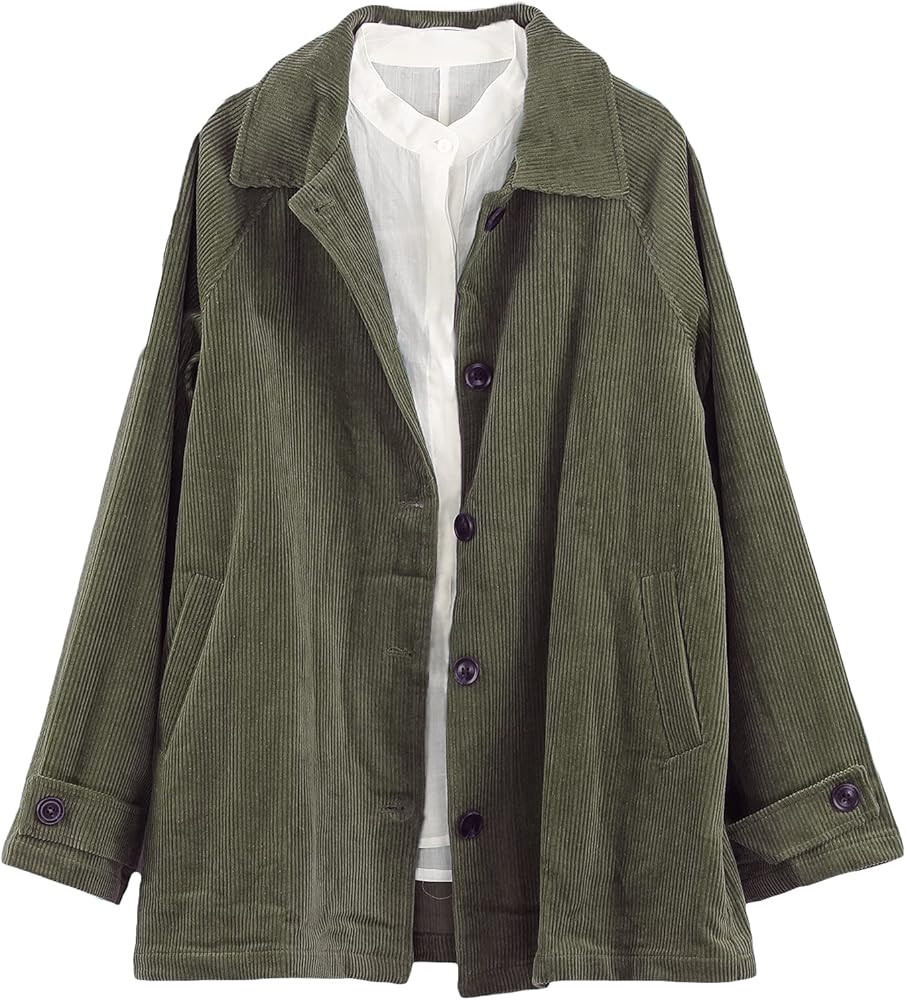 Amazon.com: Minibee Women's Corduroy Jackets Long Sleeve Coats Button Down Outwear Tops with Pock... | Amazon (US)