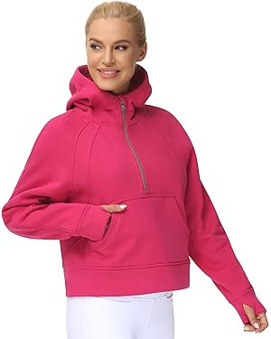 THE GYM PEOPLE Womens' Hoodies Half Zip Long Sleeve Fleece Crop Pullover Sweatshirts with Pockets... | Amazon (US)