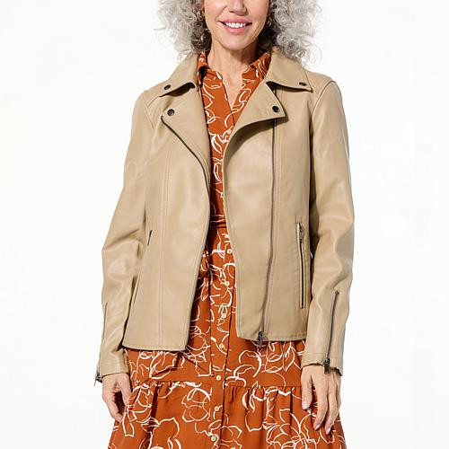 Nina Leonard Faux Leather Moto Jacket - Black - Size 3X | HSN