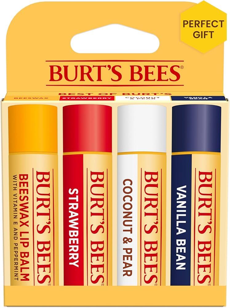 Burt's Bees Lip Balm Mothers Day Gifts for Mom - Beeswax, Strawberry, Coconut and Pear, and Vanil... | Amazon (US)