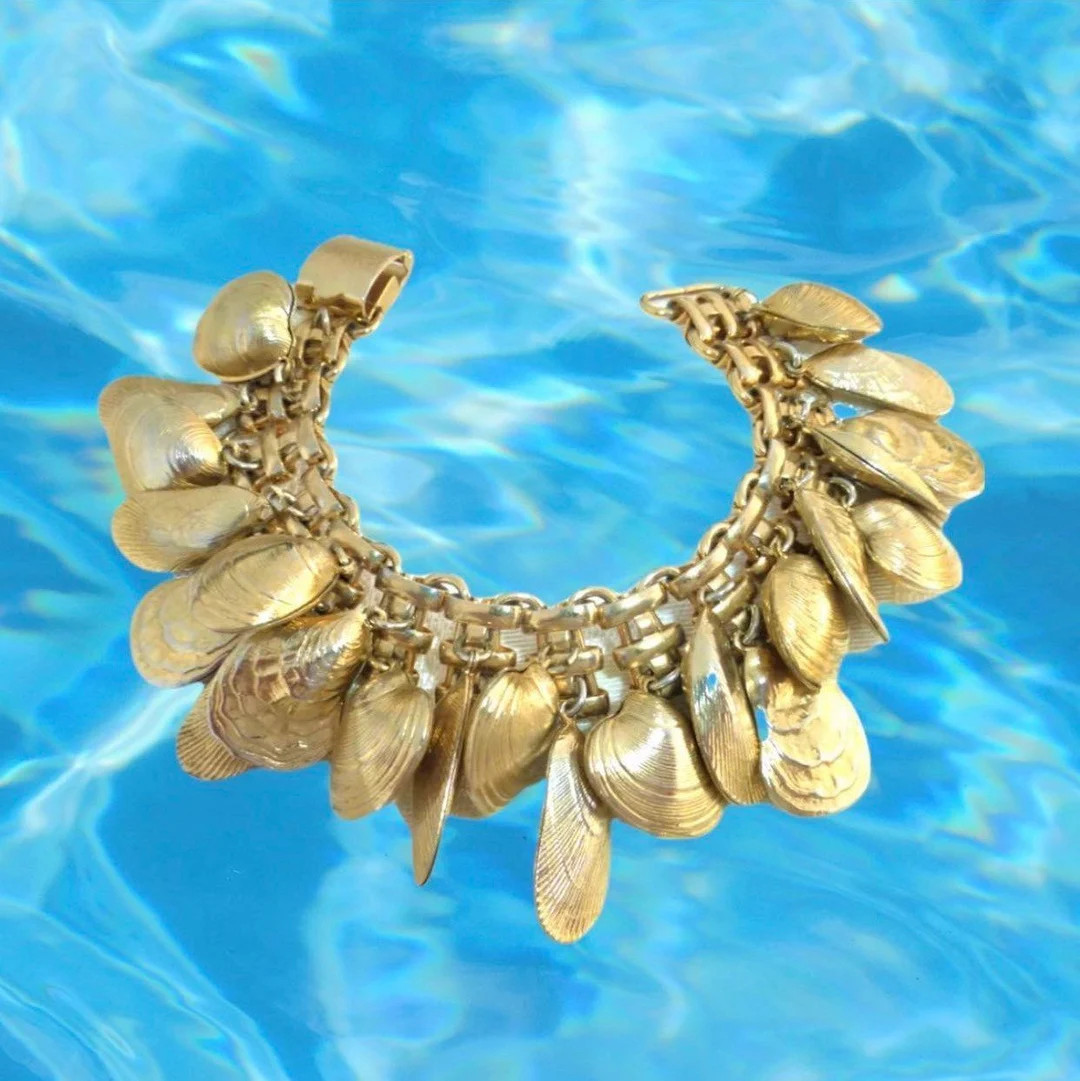 Vintage Napier Seashell Charm Bracelet Gold CHARM Bracelet Bertolli Charm Bracelet Napier Shell B... | Etsy (US)