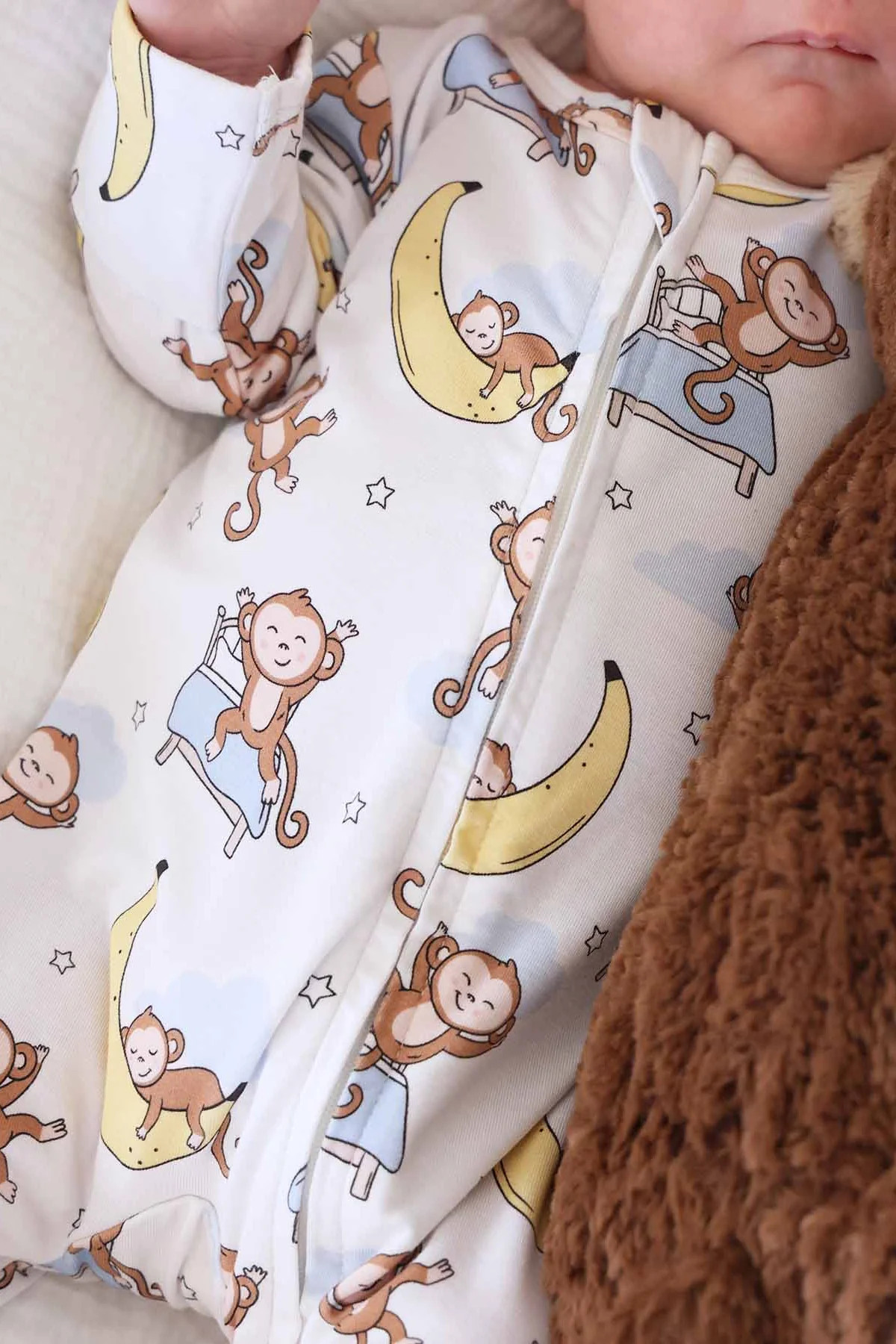 Monkey See, Monkey Snooze Zipper Footie | Caden Lane