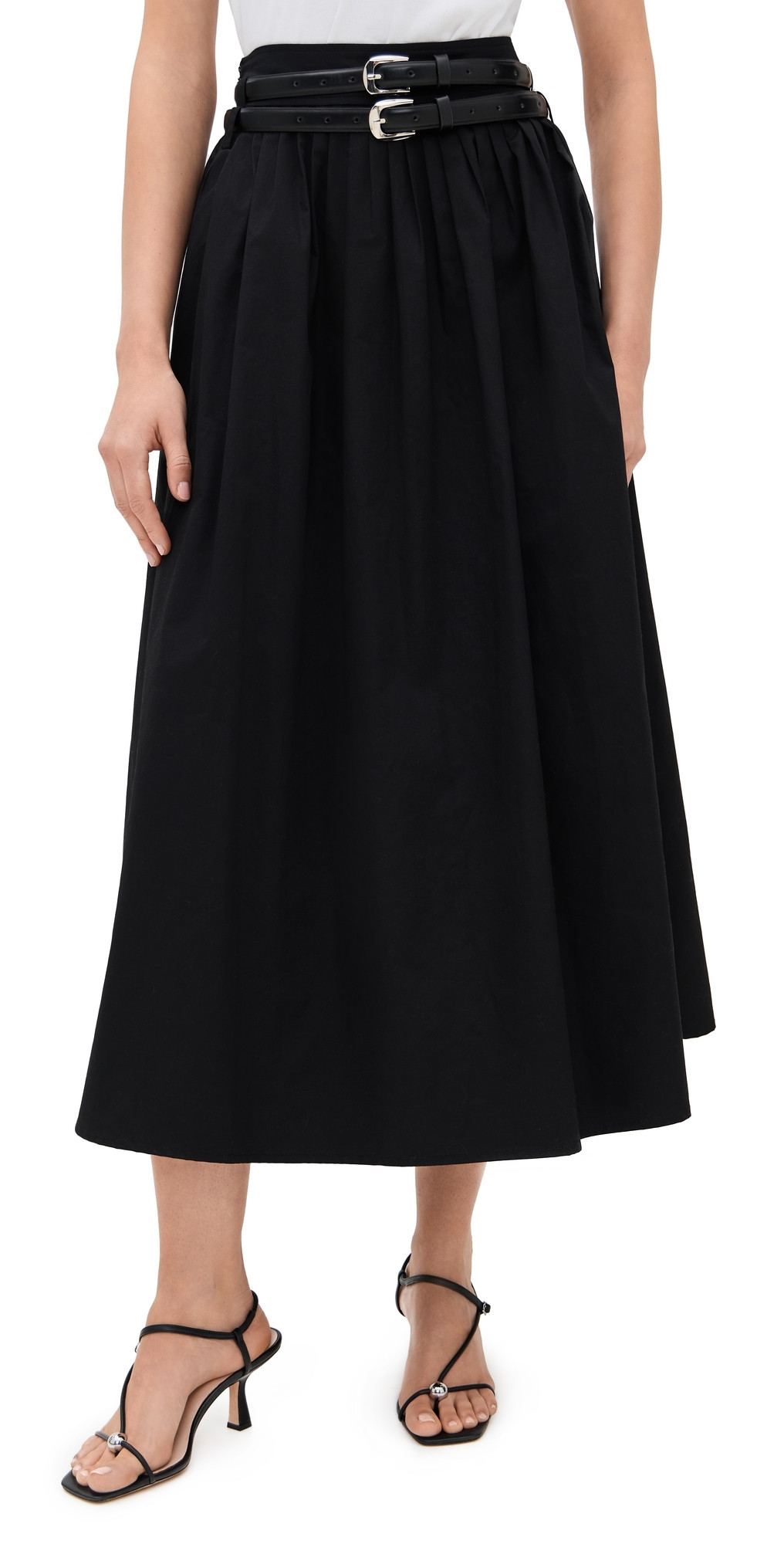 Pixie Market Thea Double Belted Skirt Black L | Shopbop
