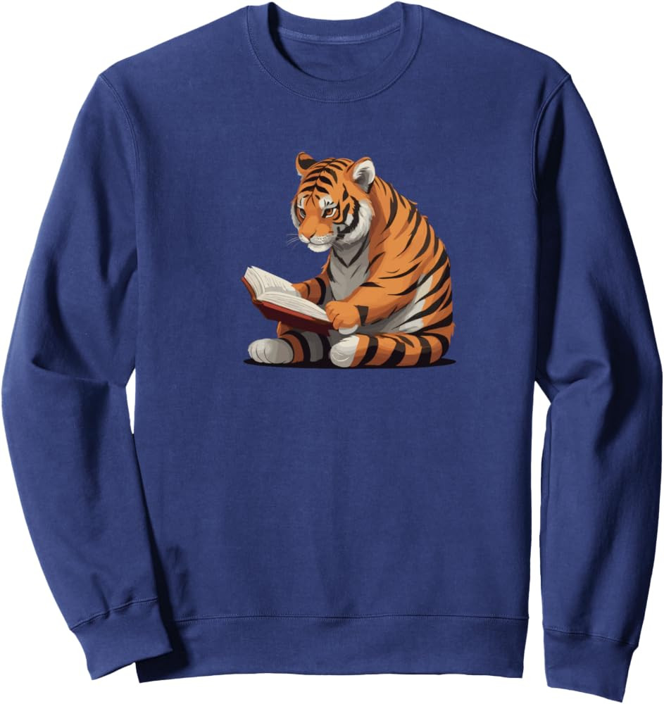 Cute Tiger is reading a Book, Reading Tiger Sweatshirt | Amazon (US)