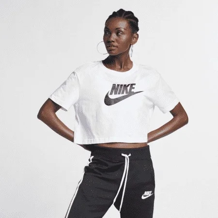 Nike Sportswear Essential Women's Cropped Logo T-Shirt Color: White/Black Size: XS | Walmart (US)