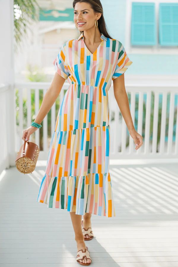 Trust It Yellow Abstract Midi Dress | The Mint Julep Boutique