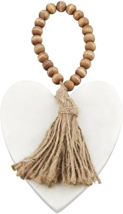 Mud Pie Marble and Beaded Christmas Ornament, Heart, 8.5" x 4" | Amazon (US)