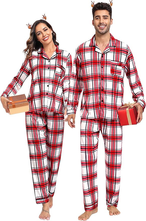 SWOMOG Family Christmas Pajamas Set Women & Men & Kids Long Sleeve Pj Set Party Sleepwear Button-... | Amazon (US)