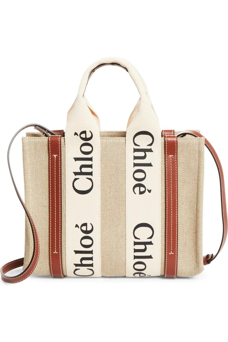Small Woody Logo Strap Linen Tote (Women) | Nordstrom | Nordstrom