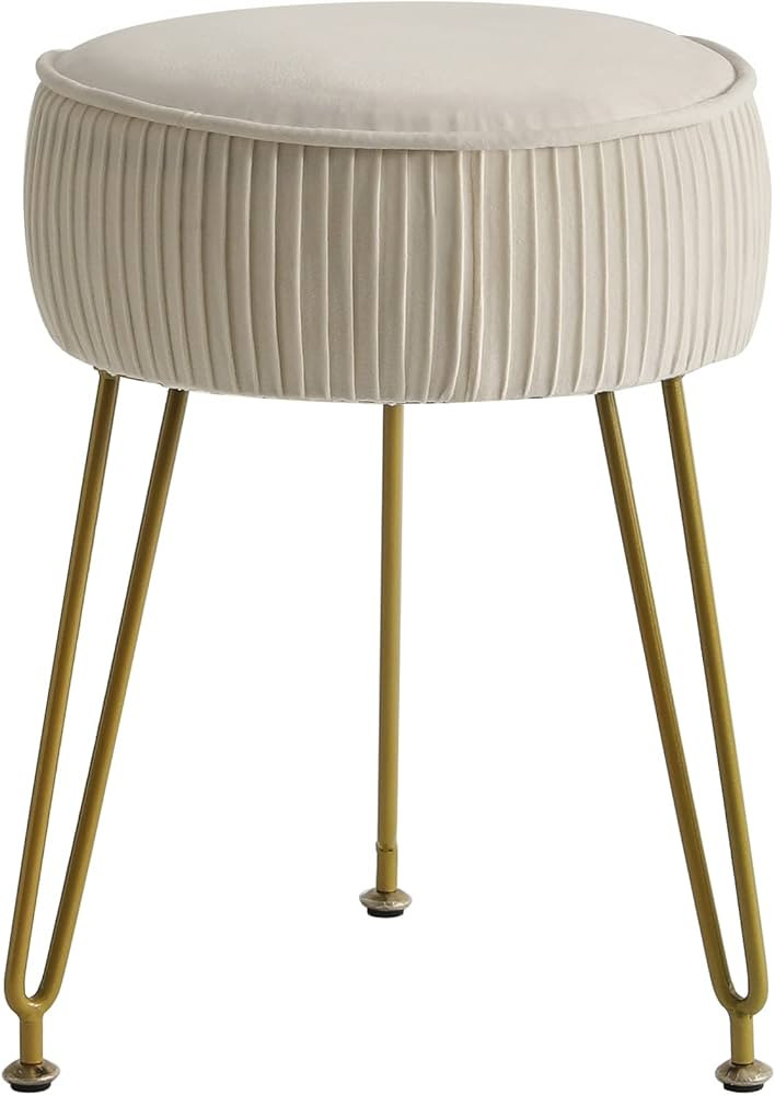 IBUYKE Velvet Round Footrest Stool Ottoman, Makeup Vanity Stool Side Table, Velvet Dressing Table... | Amazon (US)