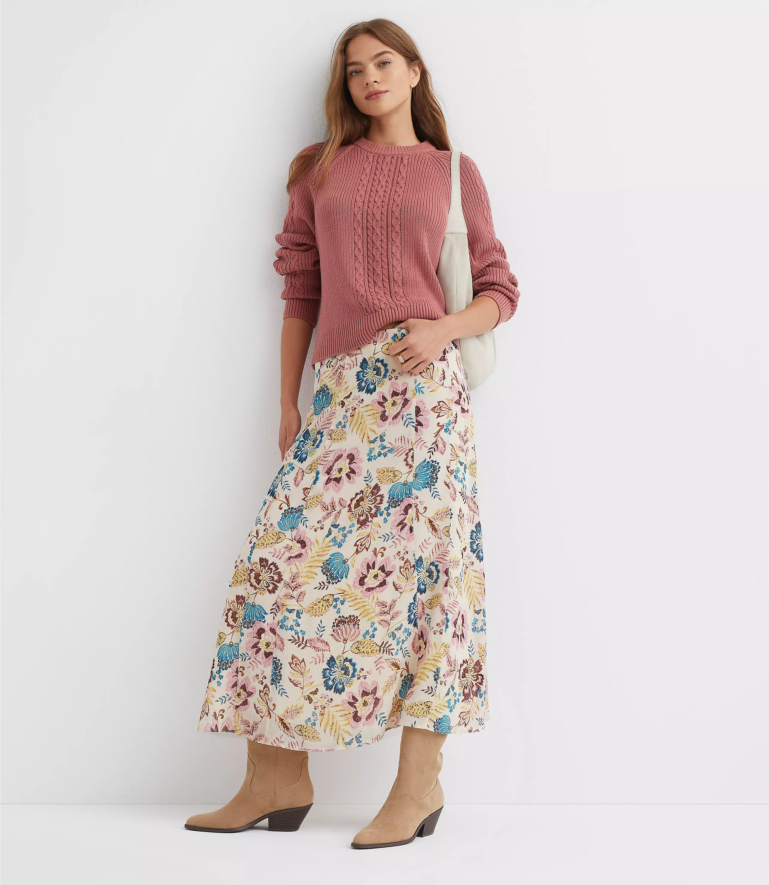Garden Chiffon Paneled Midi Skirt | LOFT