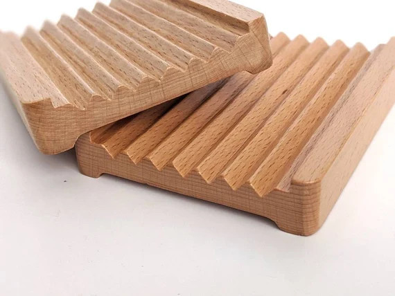 Large Natural Solid 100% Biodegradable Wood Soap Dish - Grooved - Zero Waste - Eco Friendly - Pla... | Etsy (US)