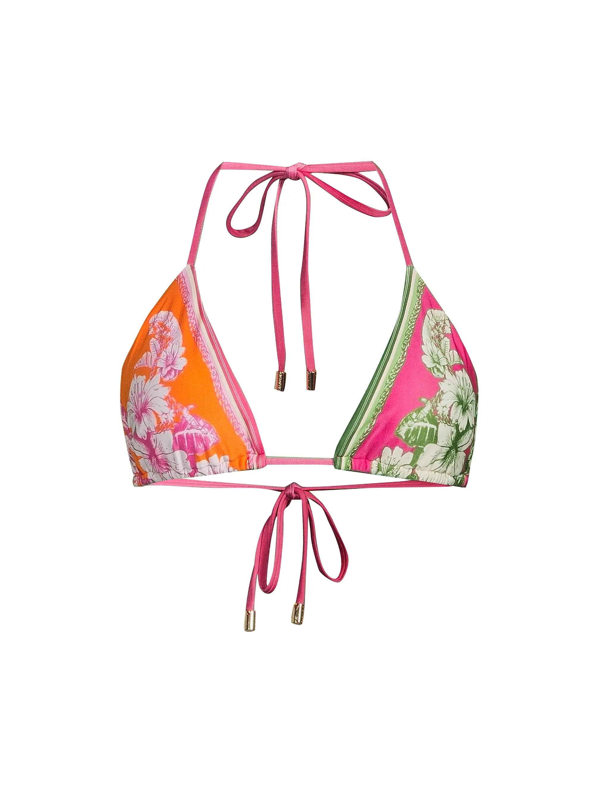 Floral Mixed Scarves Triangle Bikini Top | Saks Fifth Avenue