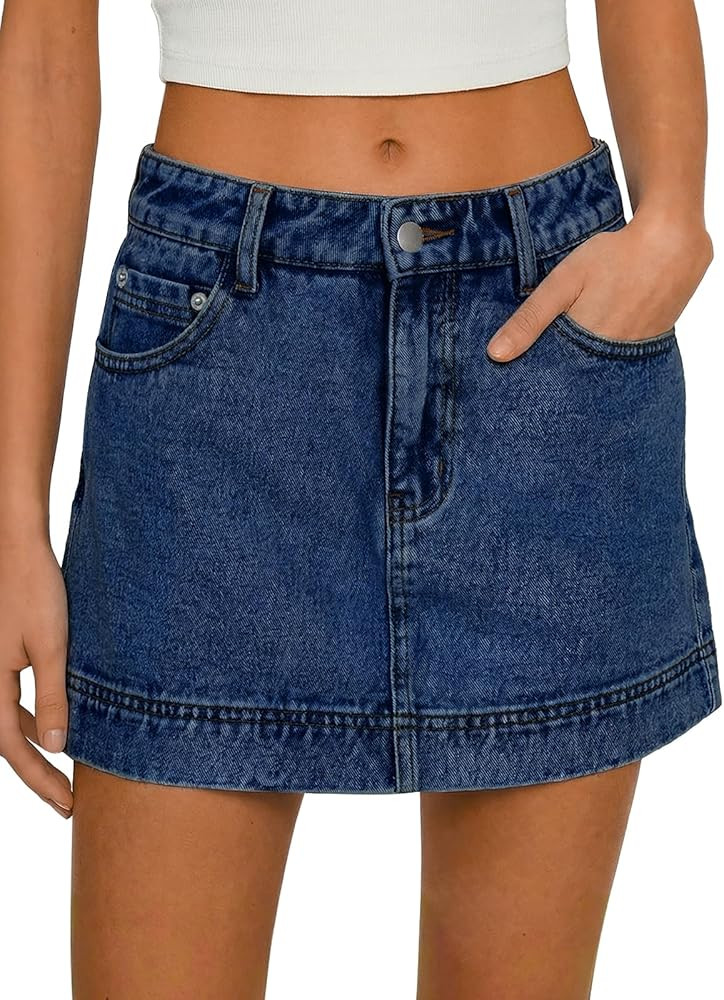 Amazon.com: Tankaneo Womens Summer Mini Denim Skort High Waisted A-Line Jean Skirts Trendy Casual... | Amazon (US)