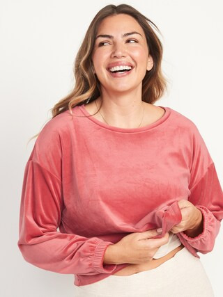 Long-Sleeve Velvet Pajama Top for Women | Old Navy (US)