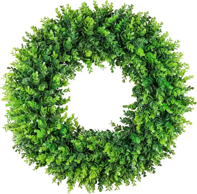 DDHS Large Boxwood Wreath Front Door 24'' Artificial Spring Wreath. Wreaths for Front Door Farmho... | Amazon (US)