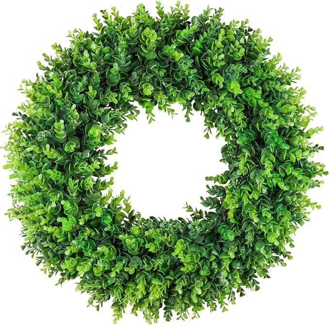 DDHS Large Boxwood Wreath Front Door 24'' Artificial Spring Wreath. Wreaths for Front Door Farmho... | Amazon (US)