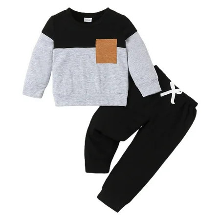 Ketyyh-chn99 Toddler Baby Boy Clothes Outfits Baby Boy Fall Winter Outfit Toddler Clothing Set Graphic Long Sleeve Hoodie Sweatshirt Hoodies + Joggers Pants Size for 12-18 Months,Black | Walmart (US)