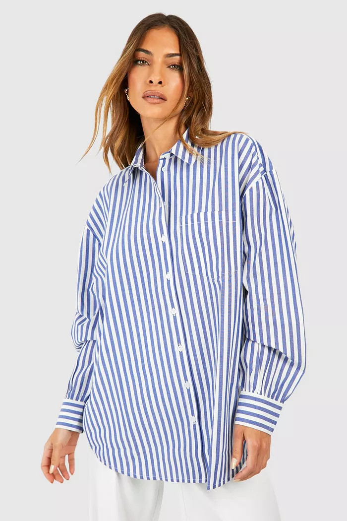 Oversized  Candy Stripe Shirt | Boohoo.com (UK & IE)