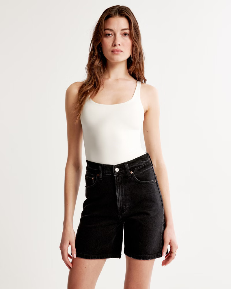 High Rise 7 Inch Dad Short | Black Denim Shorts | Jean Short | Abercrombie Shorts Sale | Abercrombie & Fitch (US)