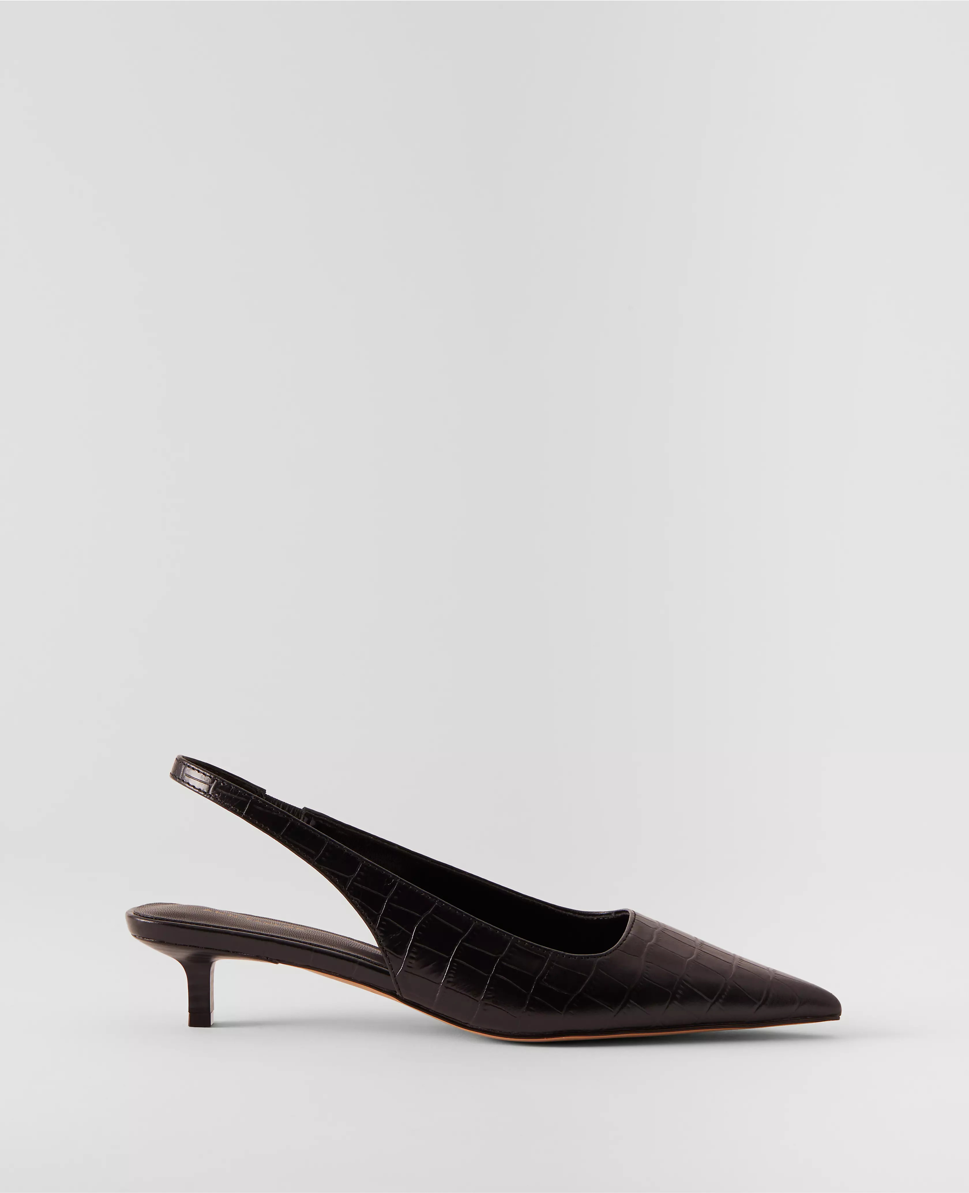 Embossed Leather Kitten Heel Slingback Pumps | Ann Taylor