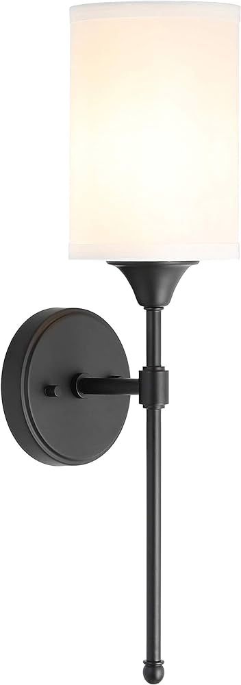 XiNBEi Lighting Wall Sconce Lighting, Classic 1 Light Black Bathroom Sconce Vanity Light with Fab... | Amazon (CA)