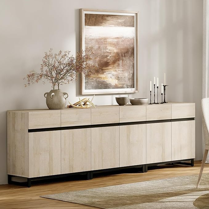 WAMPAT 3 in 1 Multifunctional Sideboard Buffet Cabinets, Modern Sideboard with Adjustable Shelf a... | Amazon (US)