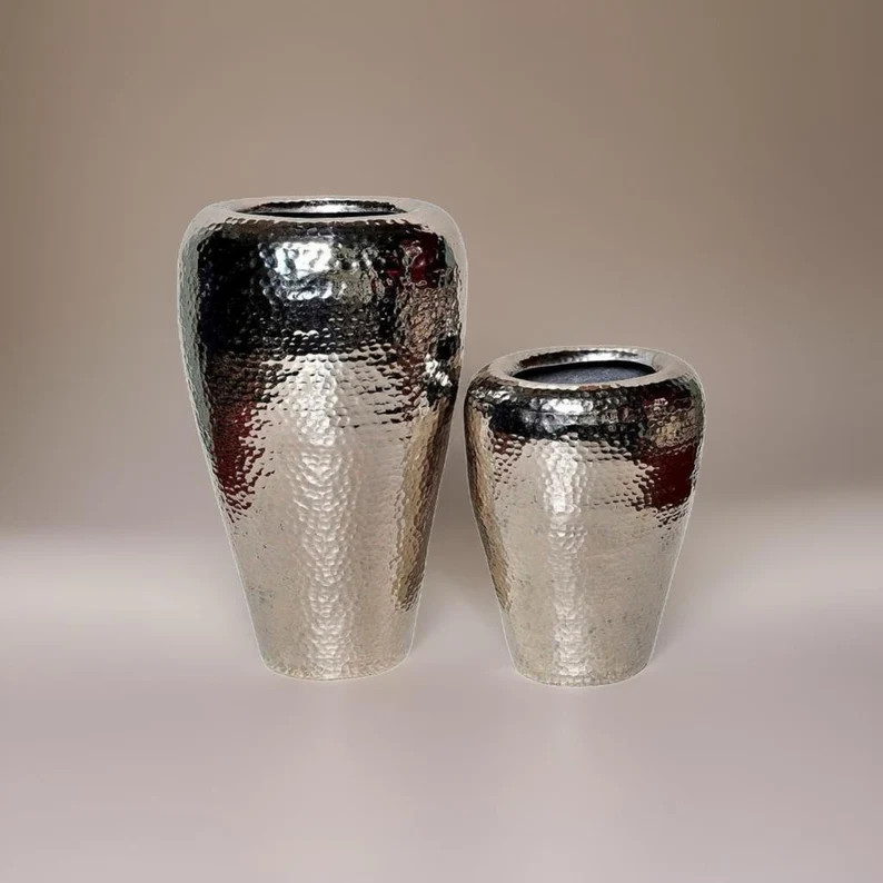 Hand Hammered Planters, Silver Hand Hammered Vases, Silver Home Decor, Silver Planters - Etsy | Etsy (US)