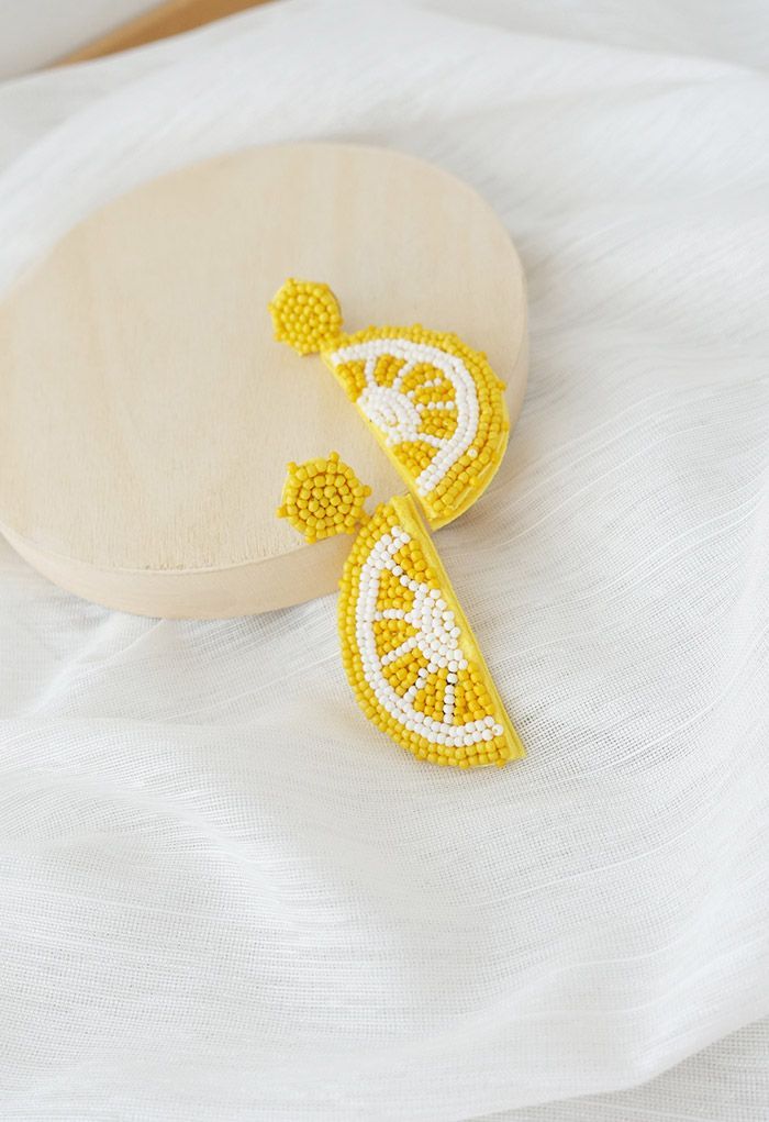 Half Lemon Beaded Earrings | Chicwish