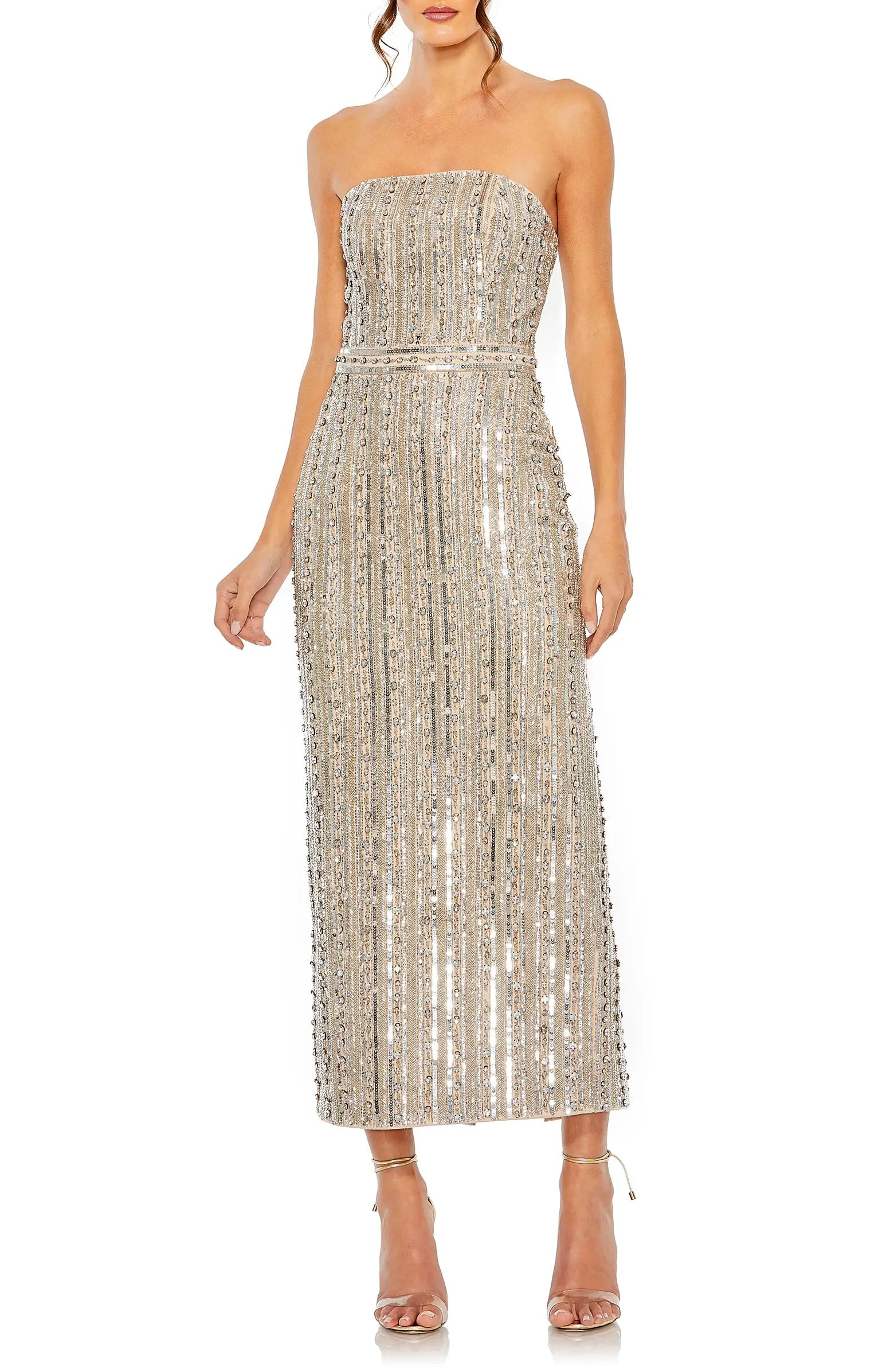 Embellished Strapless Midi Dress | Nordstrom