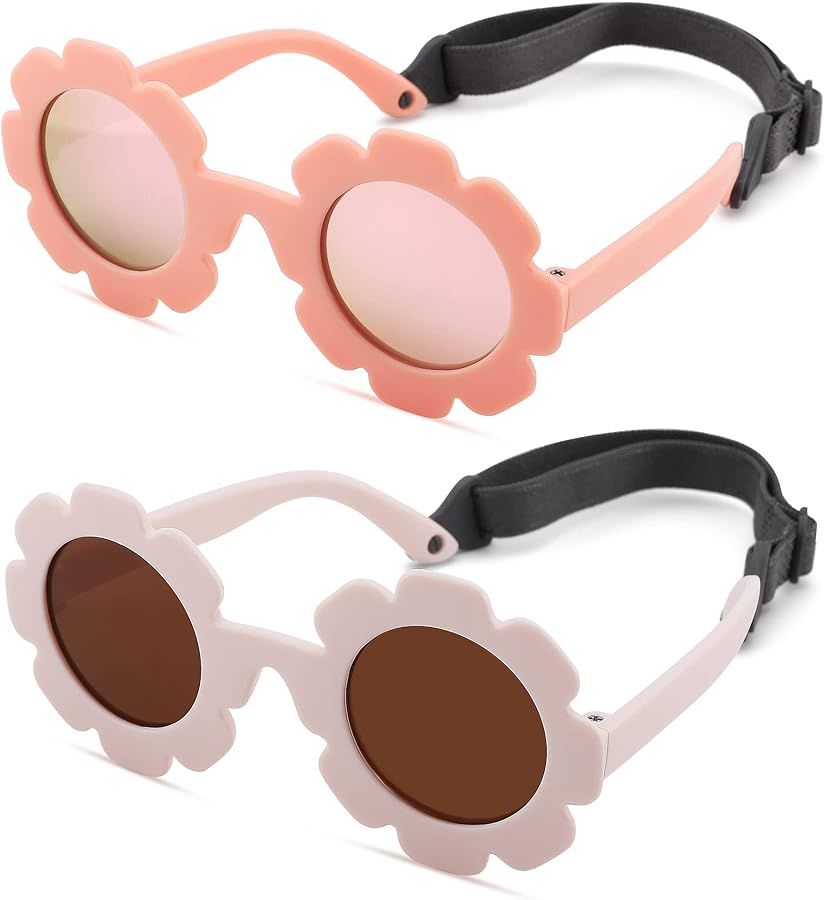 NULOOQ Polarized Baby Sunglasses with Strap – Flexible Flower Shaped Sunglasses for Toddler & I... | Amazon (US)