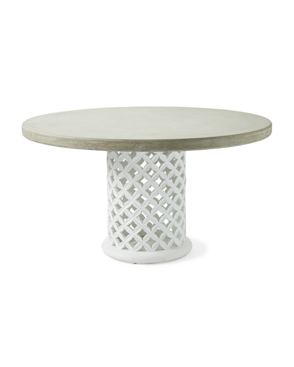 Bamileke Round Dining Table - Fog/White | Serena and Lily