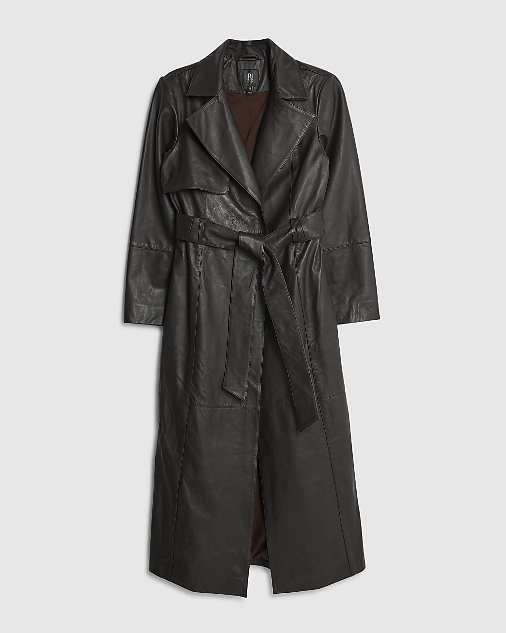 RI Studio Brown leather Trench Coat | River Island UK & IE