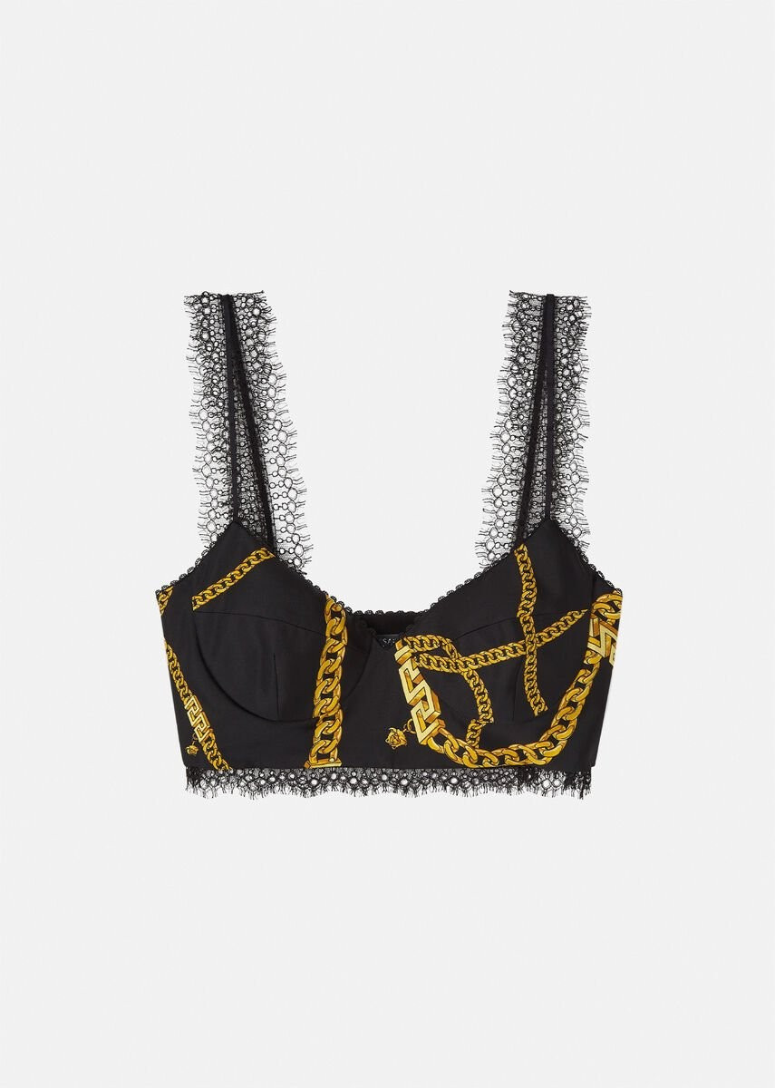 Versace Chain Silk Bralette Top for Women | US Online Store | Versace (US)